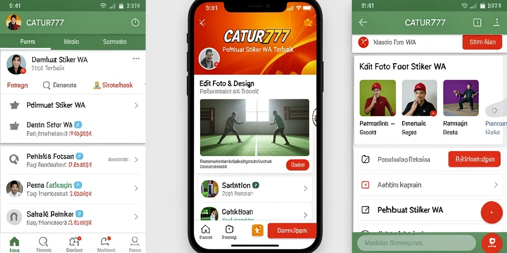 Antarmuka pengguna CATUR777 untuk pembuatan stiker WhatsApp yang menarik.