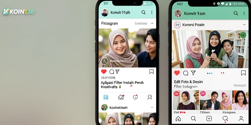 Tampilan antarmuka KOIN138 yang sederhana dengan berbagai pilihan filter Instagram.
