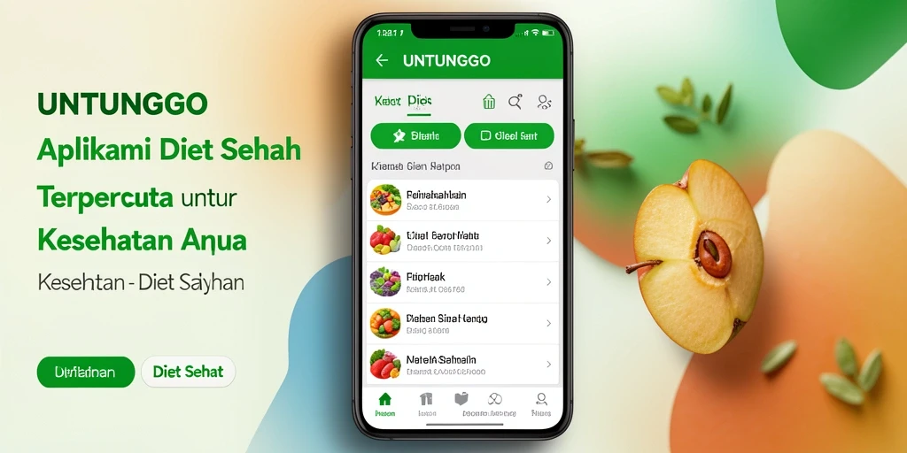 Screenshot UNTUNGGO menampilkan antarmuka Diet Sehat yang intuitif.