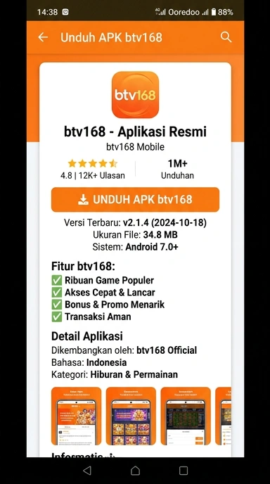 Download dan Instal APK btv168 untuk Android di Indonesia