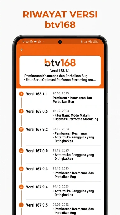 Riwayat Versi Aplikasi btv168 untuk Android